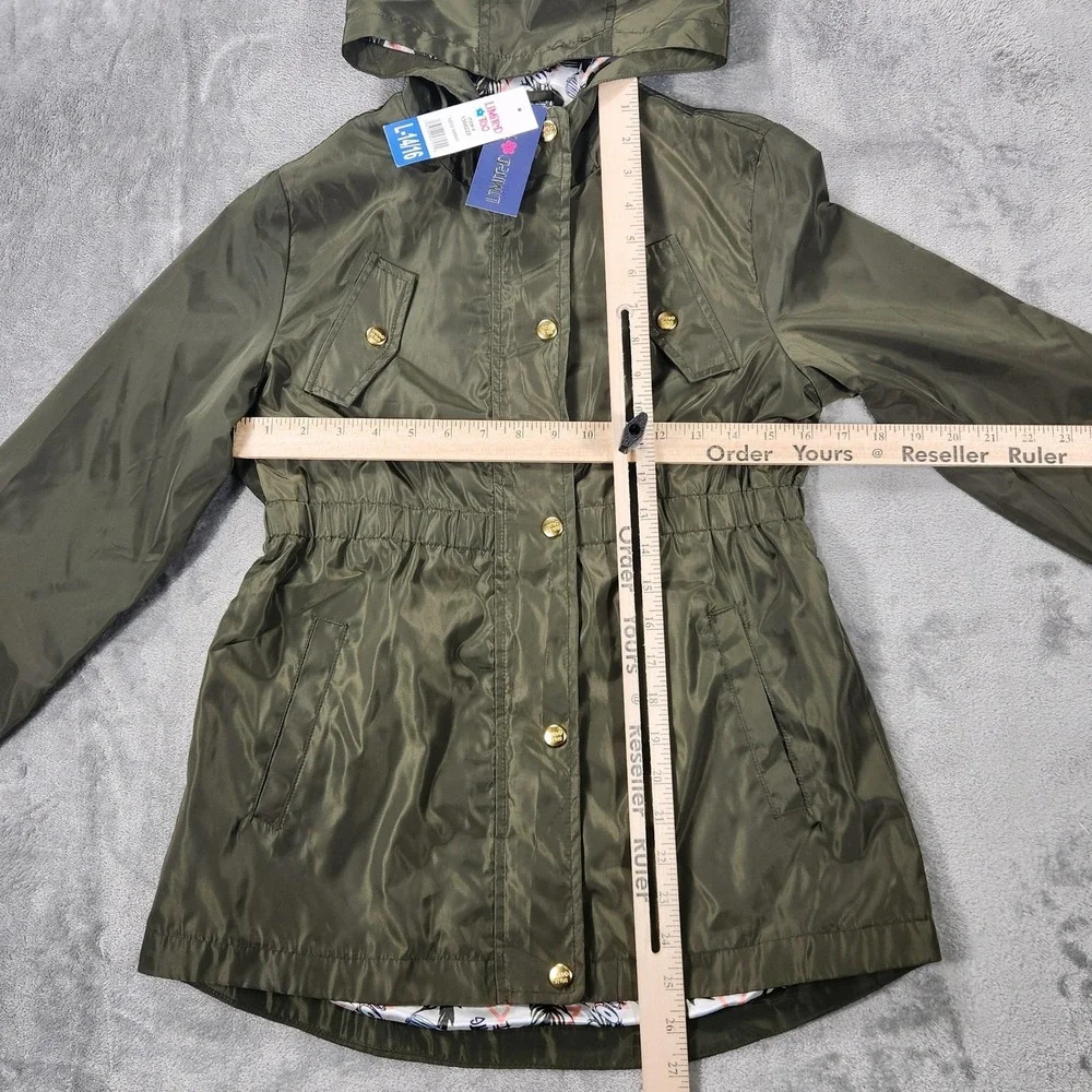 Limited Too Jacket Girls Large 14/16 Hooded Raincoat‎ New Army Polyester